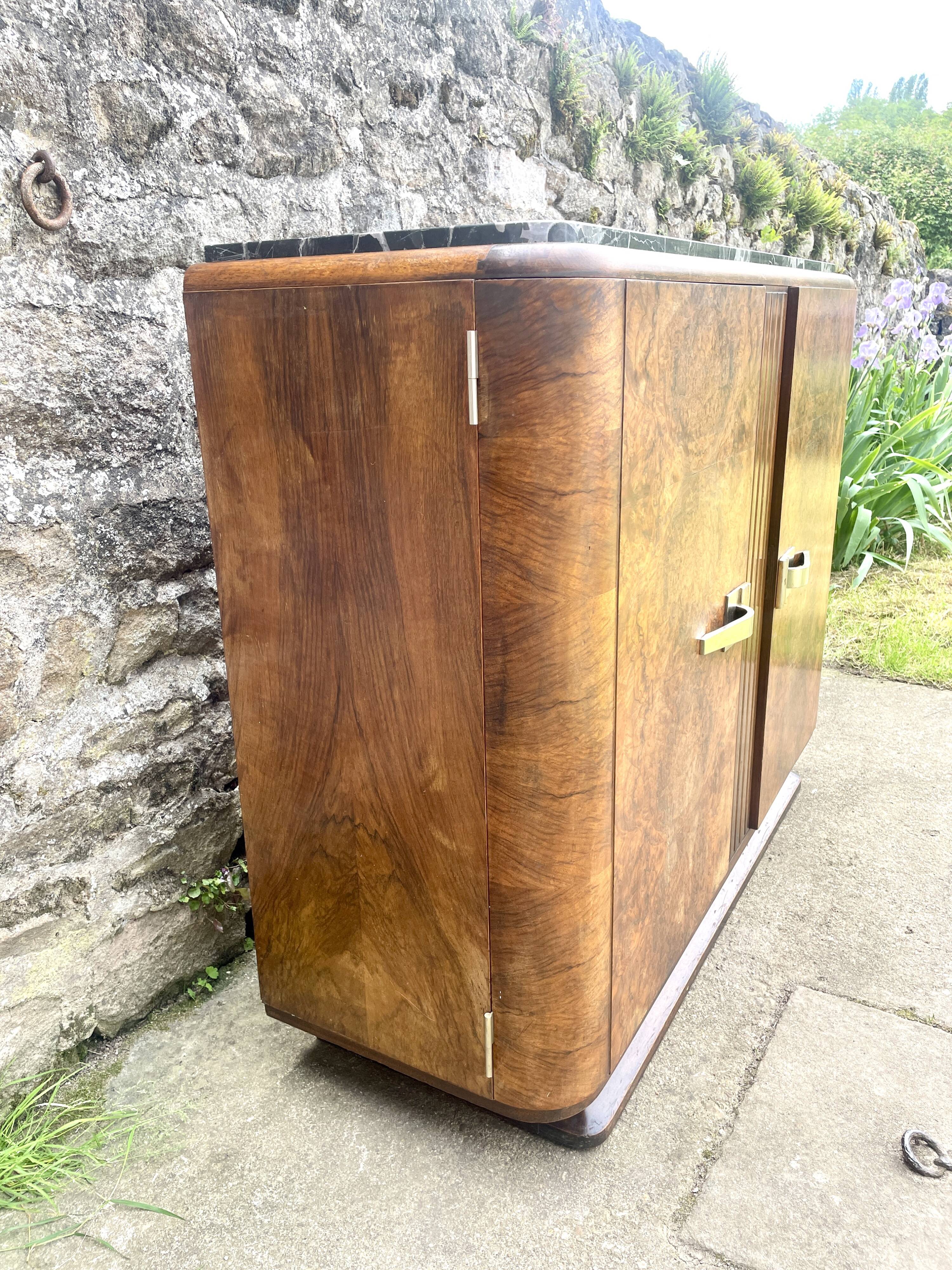 Low sideboard in black marble, Art Deco, 1930s