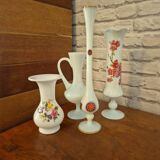 Large opaline vase decorated vintage 70s