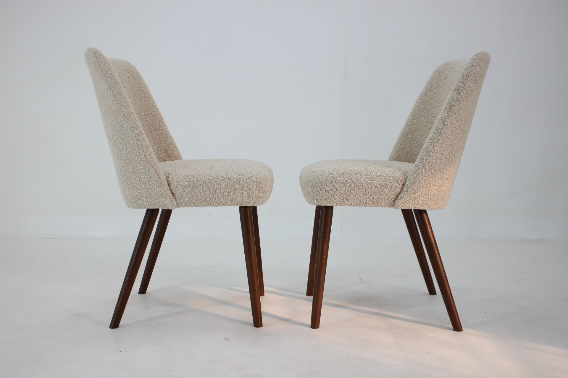1960s pair of side chairs in bouclé