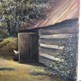 Huile sur carton scène pittoresque russe