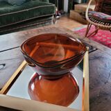 Pair of vintage amber and honey glass salad bowls – 1970s-80s