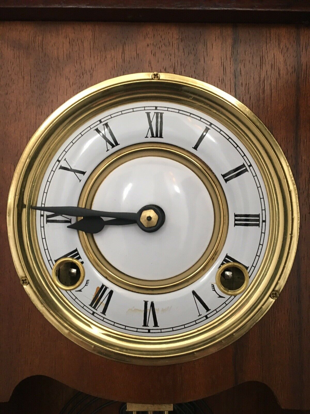 Mid Century Vintage Victorian Style Wall Clock Wood Case,Chime, in Working order