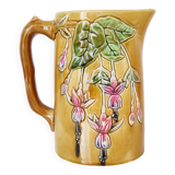 1900 earthenware pitcher with pink flowers