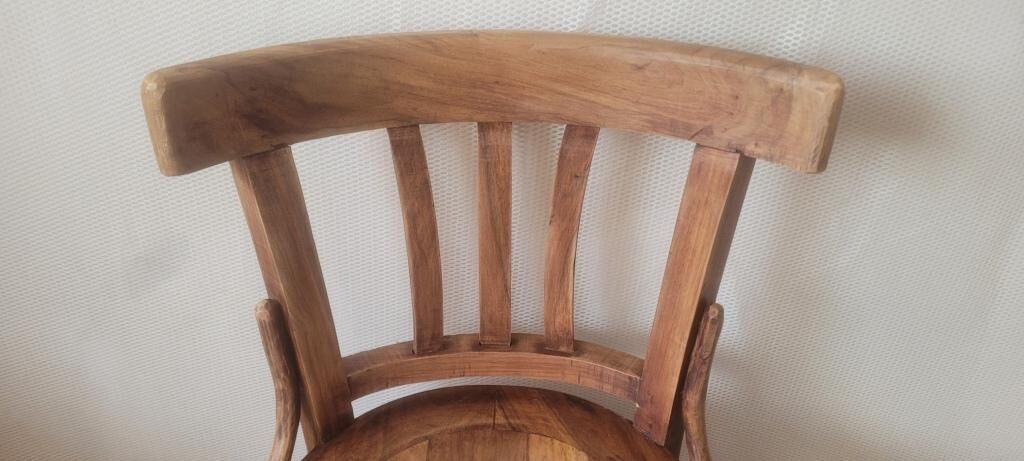 Chaise bistrot de bureau artisanale en bois d'olivier