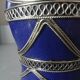 Petit vase marocain bleu cobalt1960 avec filigrane en argent travail a