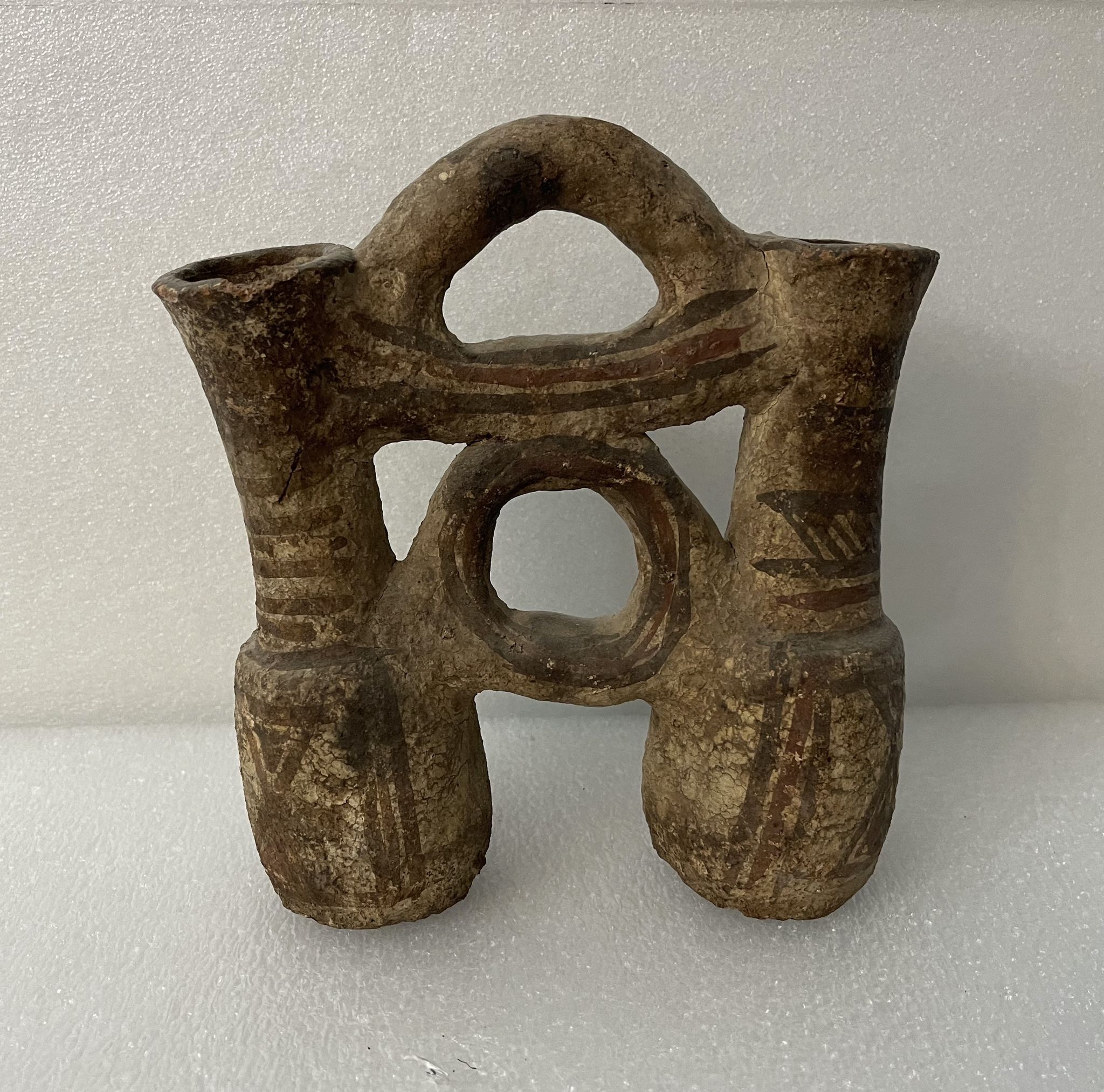Pichet double terre cuite XVII e siècle ou avant,  Maroc