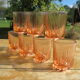 7 vintage pink water glasses