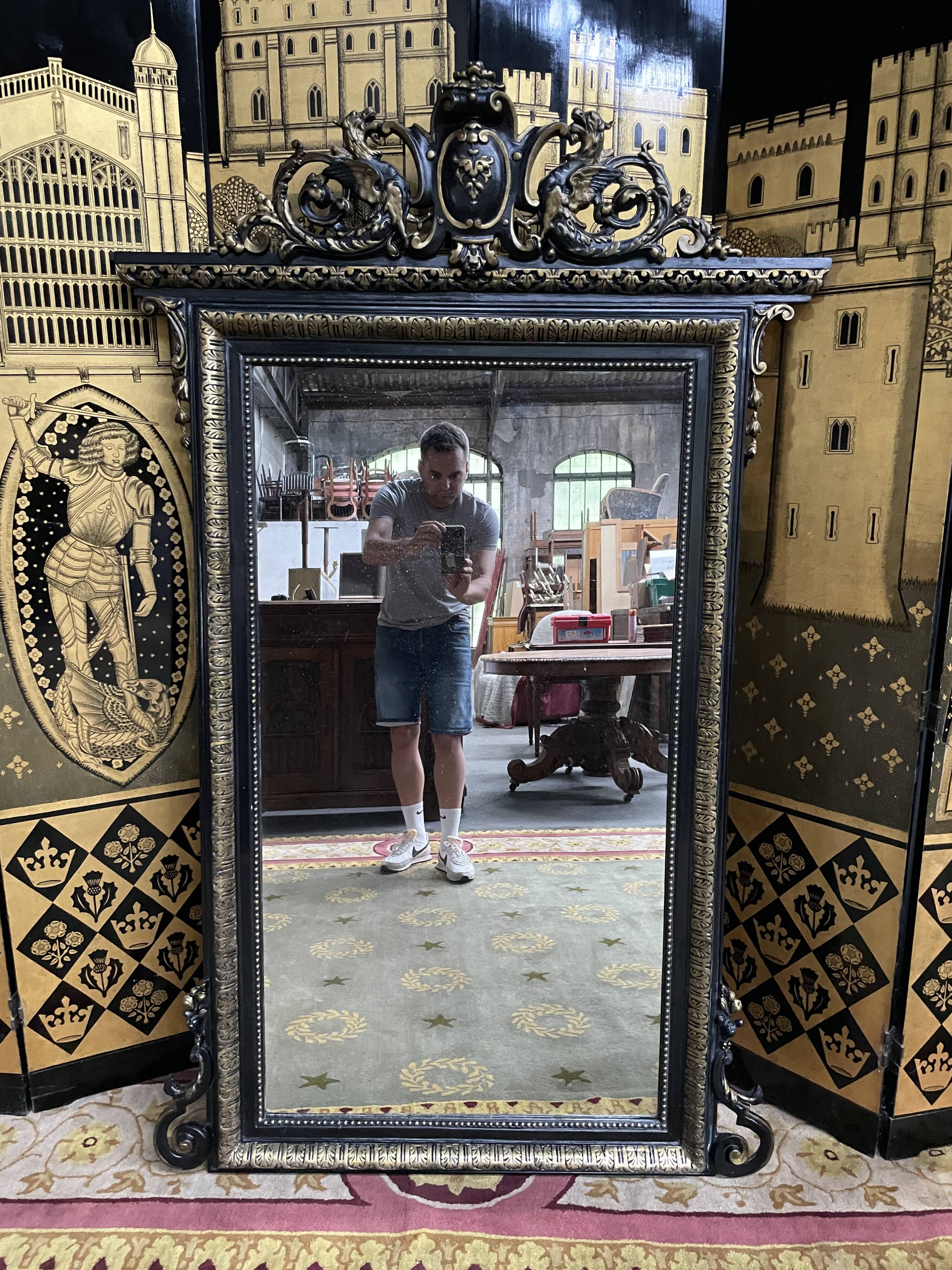 Mirror period Napoleon III blackened wood