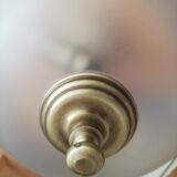 Vintage library brass and glass mushroom table lamp