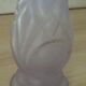 Frosted pressed glass vase with a light lilac medallion colour.