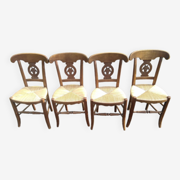 Set of four Directoire style mulched chairs