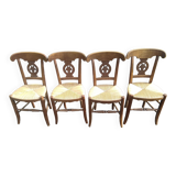 Set of four Directoire style mulched chairs