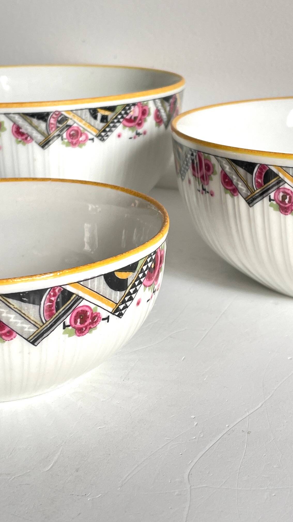 SALAD BOWLS Porcelain MEHUN Art Deco Decor