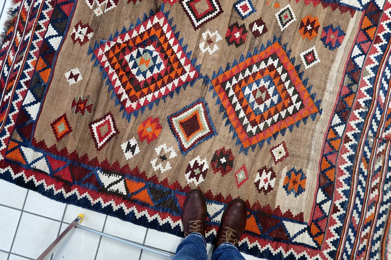 Handmade antique Persian Ardabil kilim rug 137 x 198 cm, 1930s