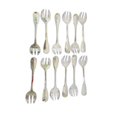 12 silver metal oyster forks