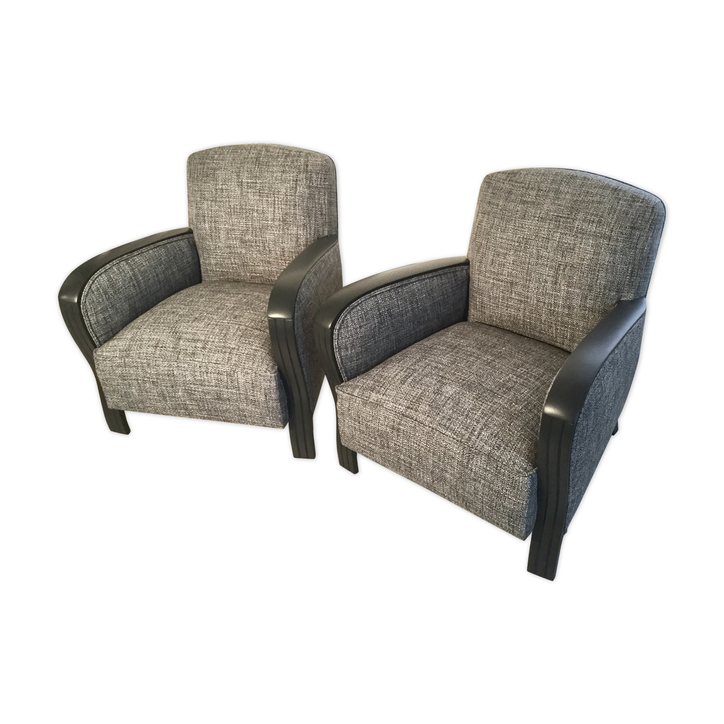 Pair of Studio armchair 1950 fully restored fabric Thévenon.