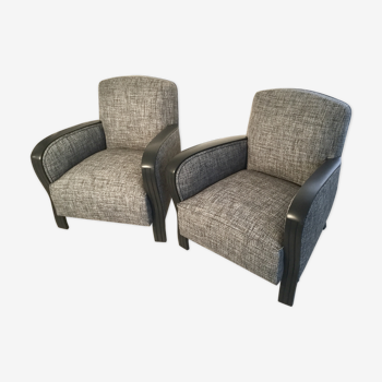 Pair of Studio armchair 1950 fully restored fabric Thévenon.