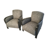 Pair of Studio armchair 1950 fully restored fabric Thévenon.