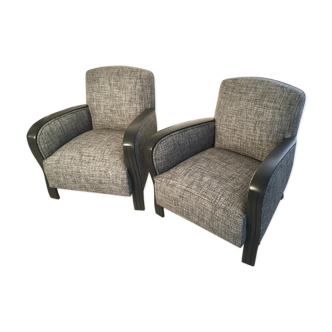 Pair of Studio armchair 1950 fully restored fabric Thévenon.