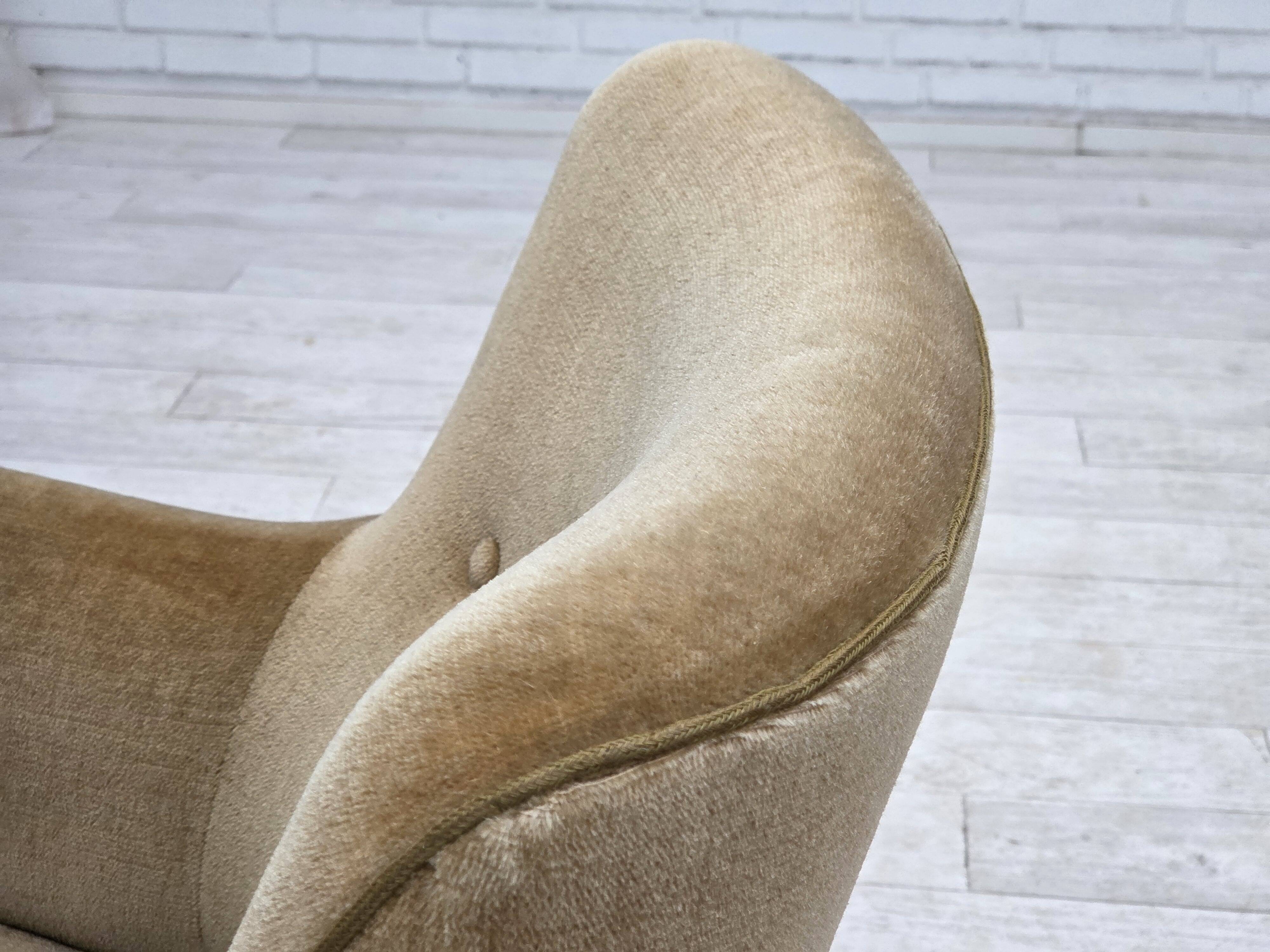 1970s, Danish armchair, light green furniture velour.