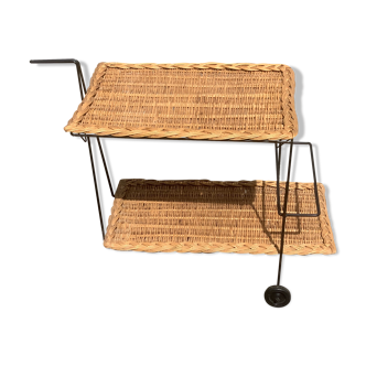 Modernist rattan serving trolley