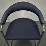 Anton Lorenz for Thonet "Ss33" chrome Armchair in blue fabric , 1970s