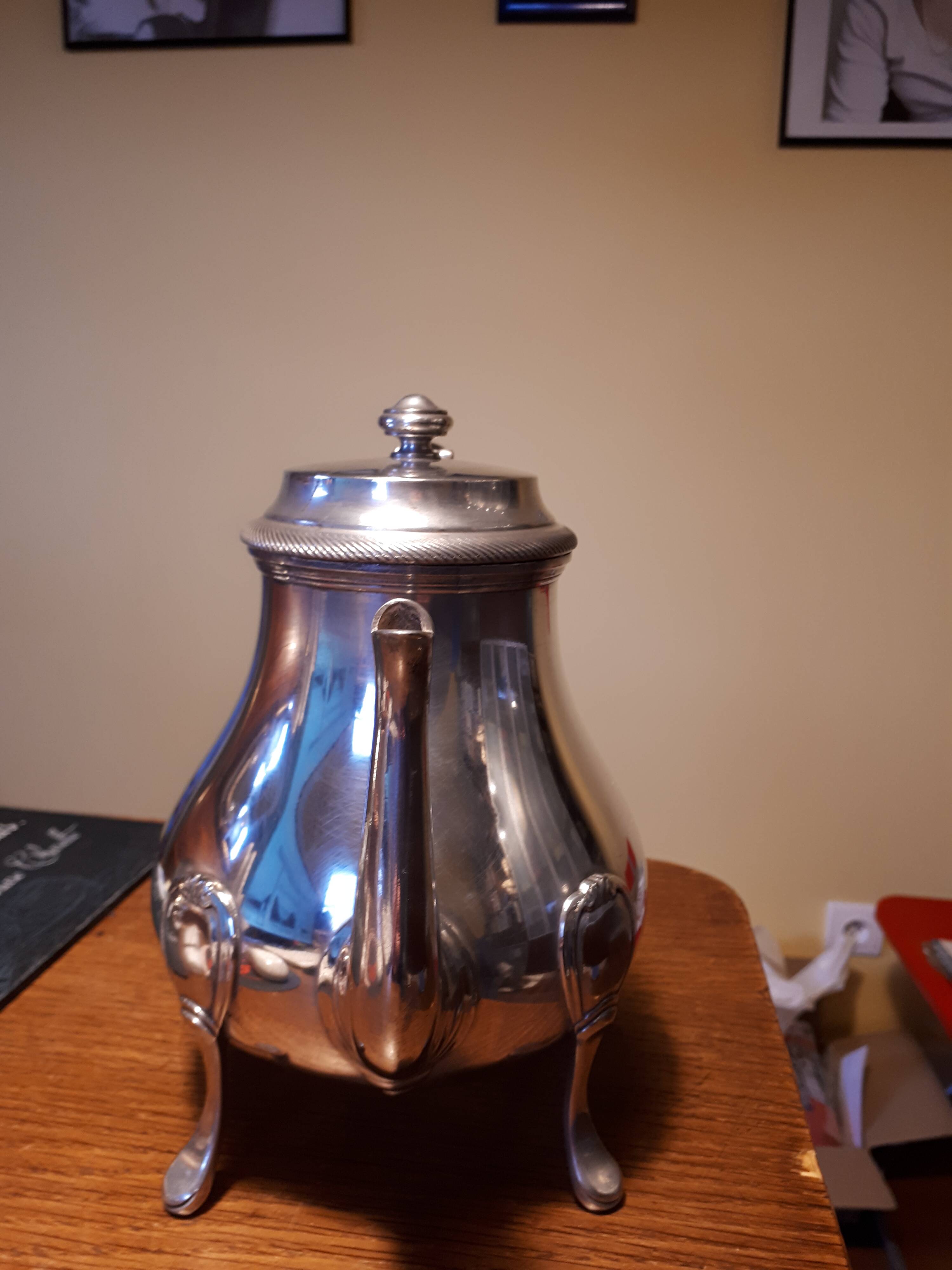 Vintage silver metal teapot
