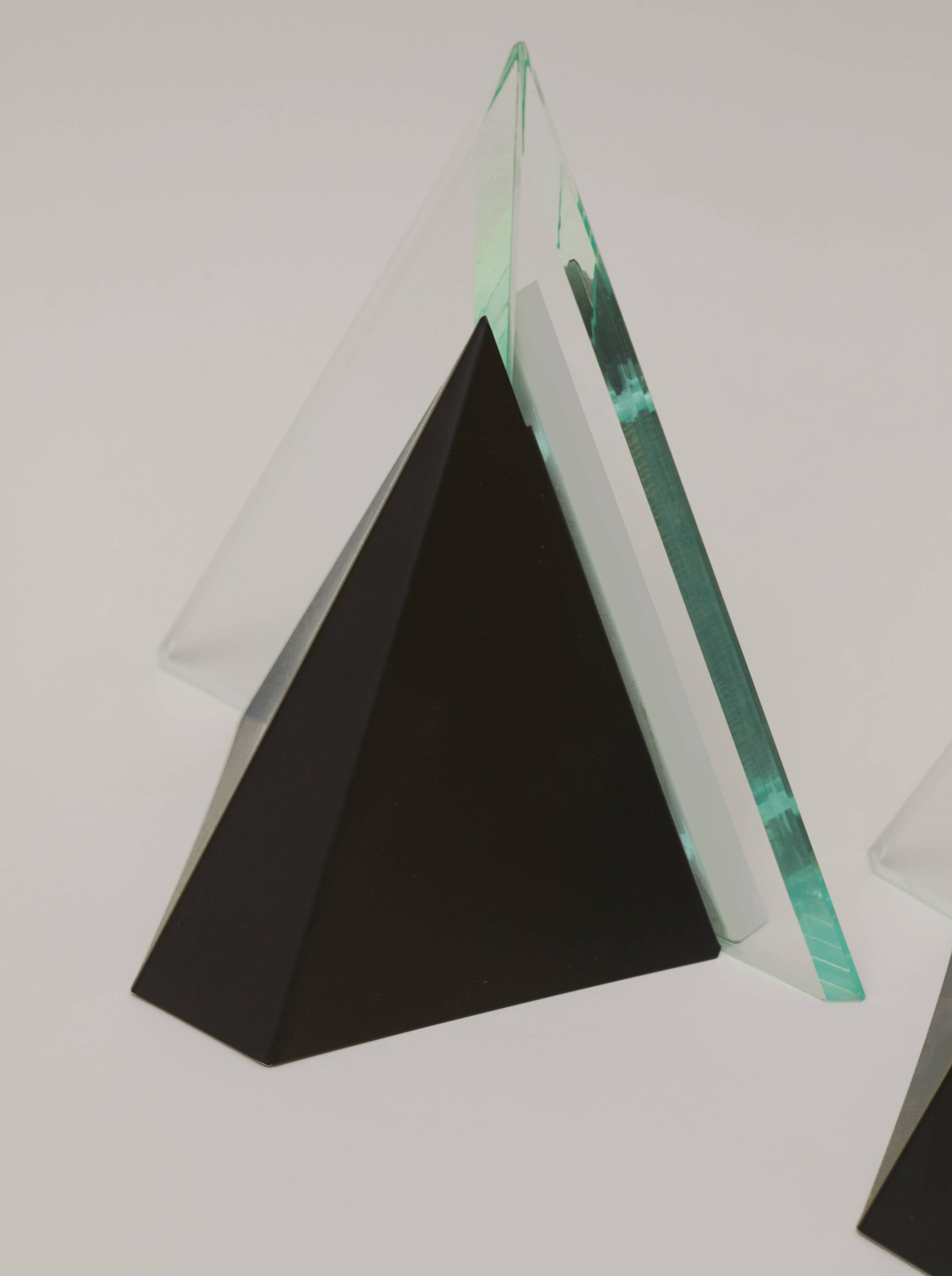 Pair of Postmodern Memphis Metal and Lucite Diamond Sconces Circa 1980