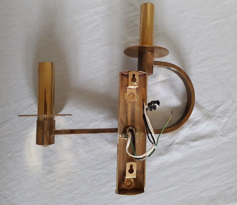 Pair of double brass wall lamps