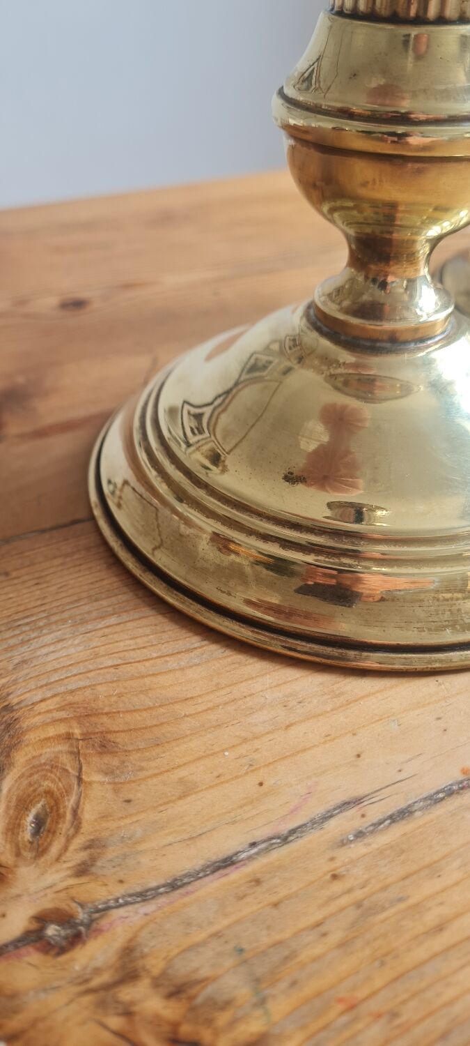 Pair of brass candle holders
