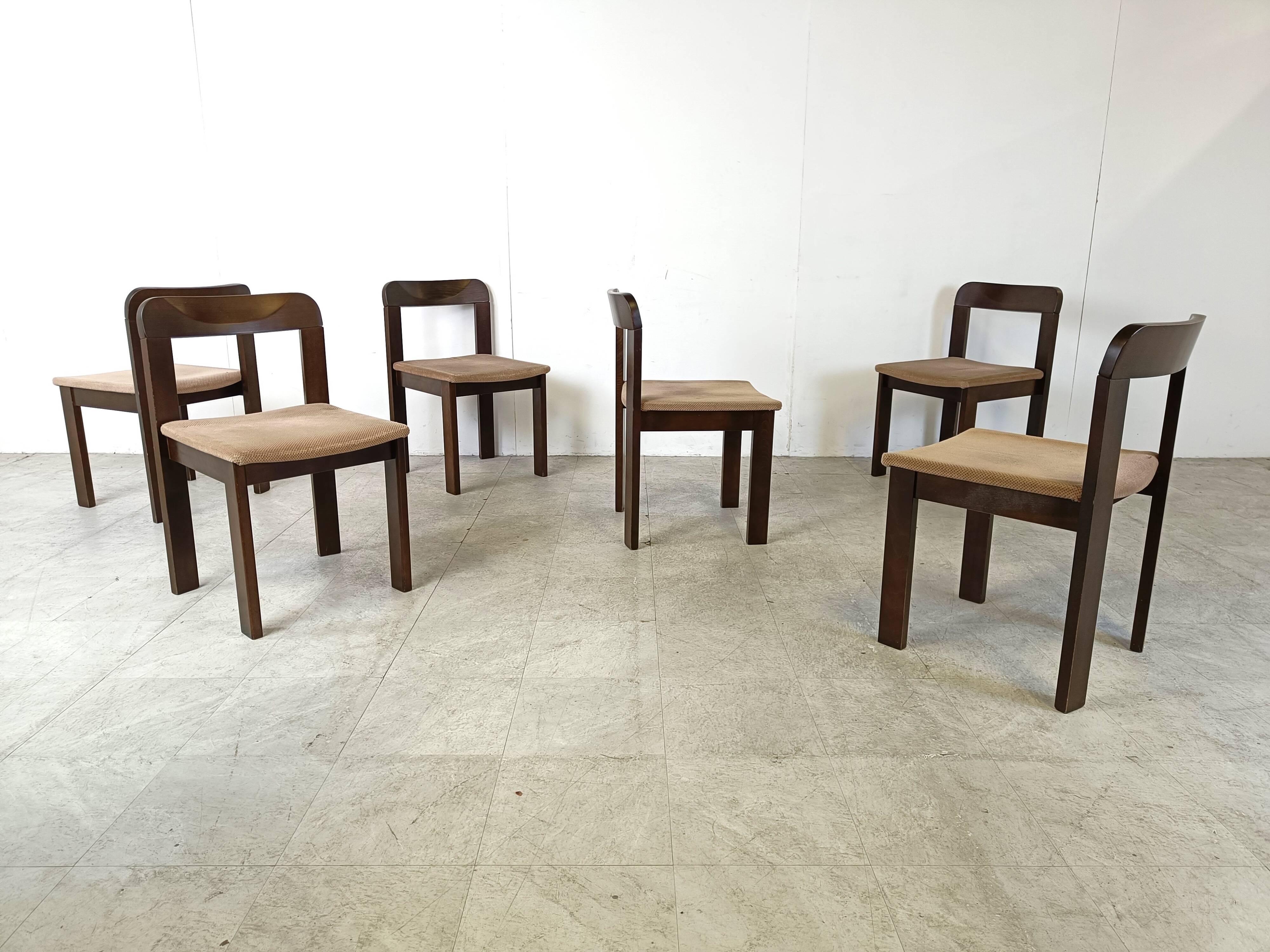 Vintage brutalist dining chairs, set of 6 - 1970s
