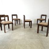 Vintage brutalist dining chairs, set of 6 - 1970s