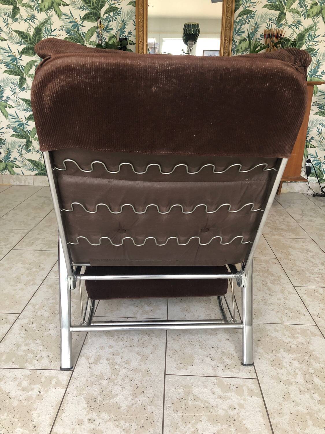 Vintage chocolate corduroy morris system deckchair