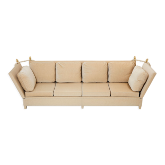 Neoclassical 4-seater sofa House Jansen velvet Mohair 1970