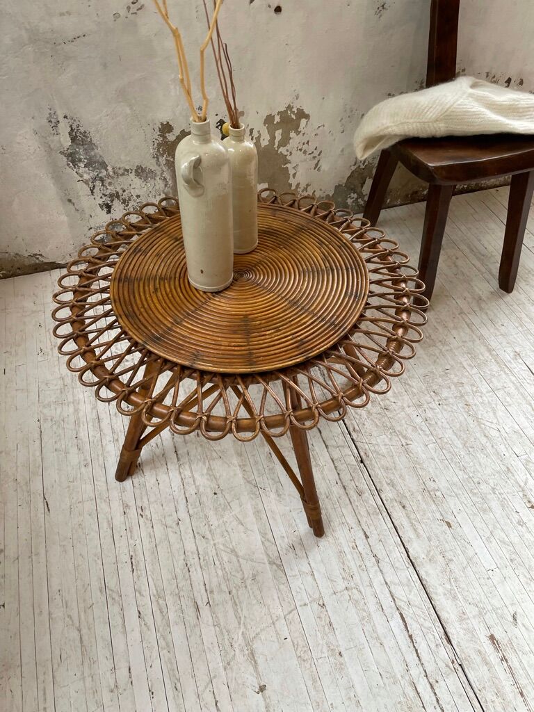 Rattan “sun” coffee table