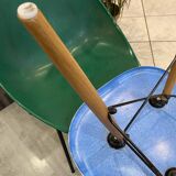 DSW chair turquoise fibre with oak dowel, light oak, Eames, Herman Miller.