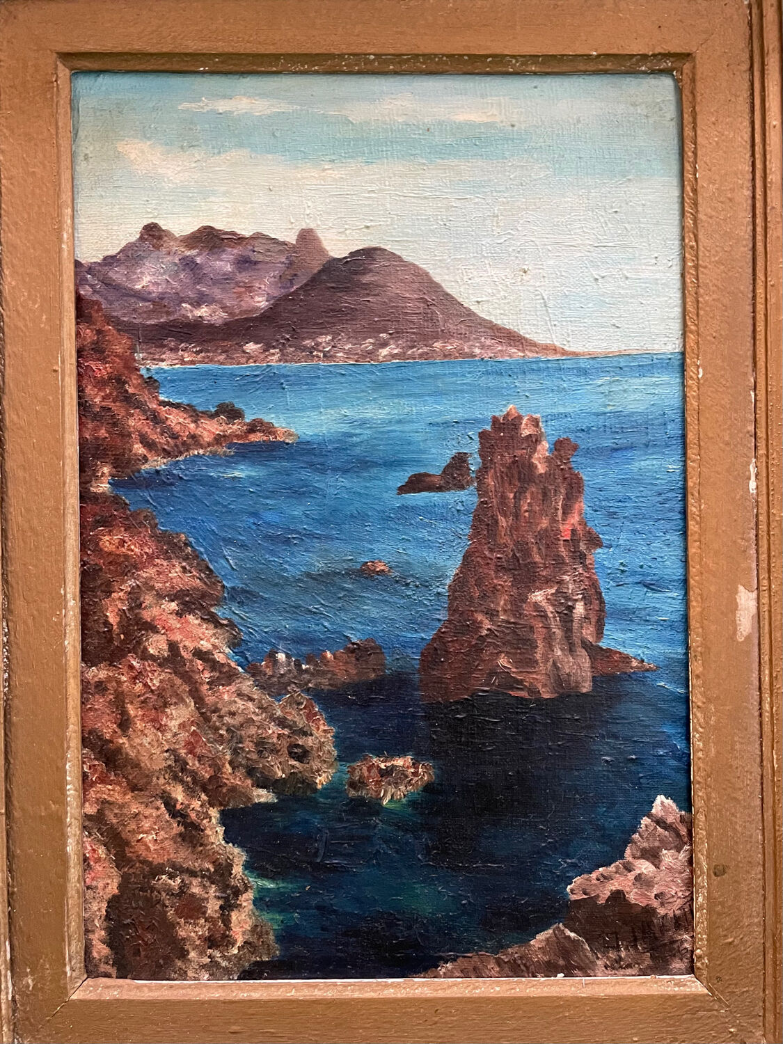 Old painting painting Port Coton, Beautiful Island at sea