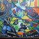 1970s Cubist Oil Painting
