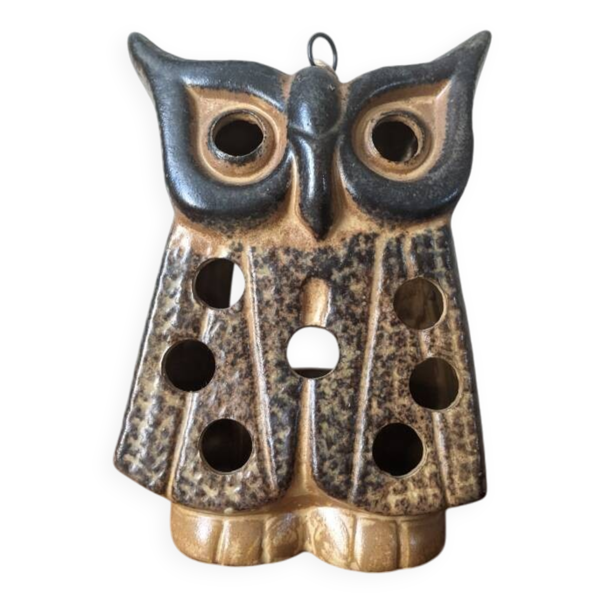 Owl tealight holder ceramic handmade owl candle holder brutalist