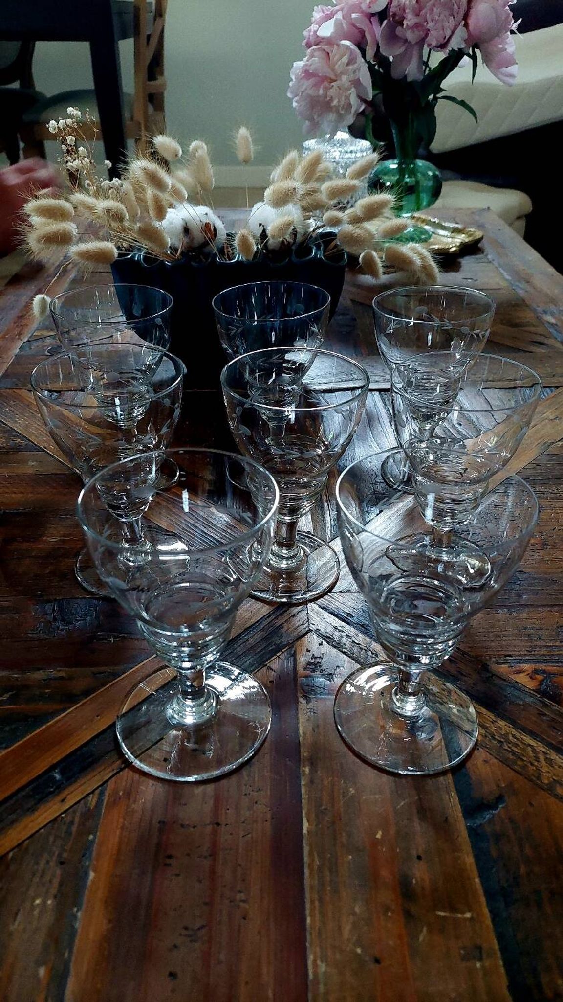 Set of 8 antique crystal glasses - 1940s-1950s
