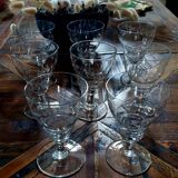 Lot de 8 verres anciens en cristal - Année 40-50