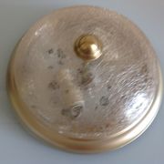 Round ceiling light in gold metal and amber cracked glass 70/80