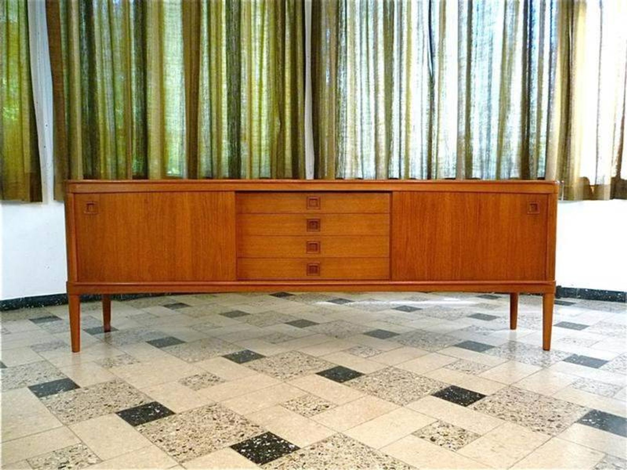 Mid-century Danish modern teak sideboard by Henry W. Klein for Bramin 1960s
