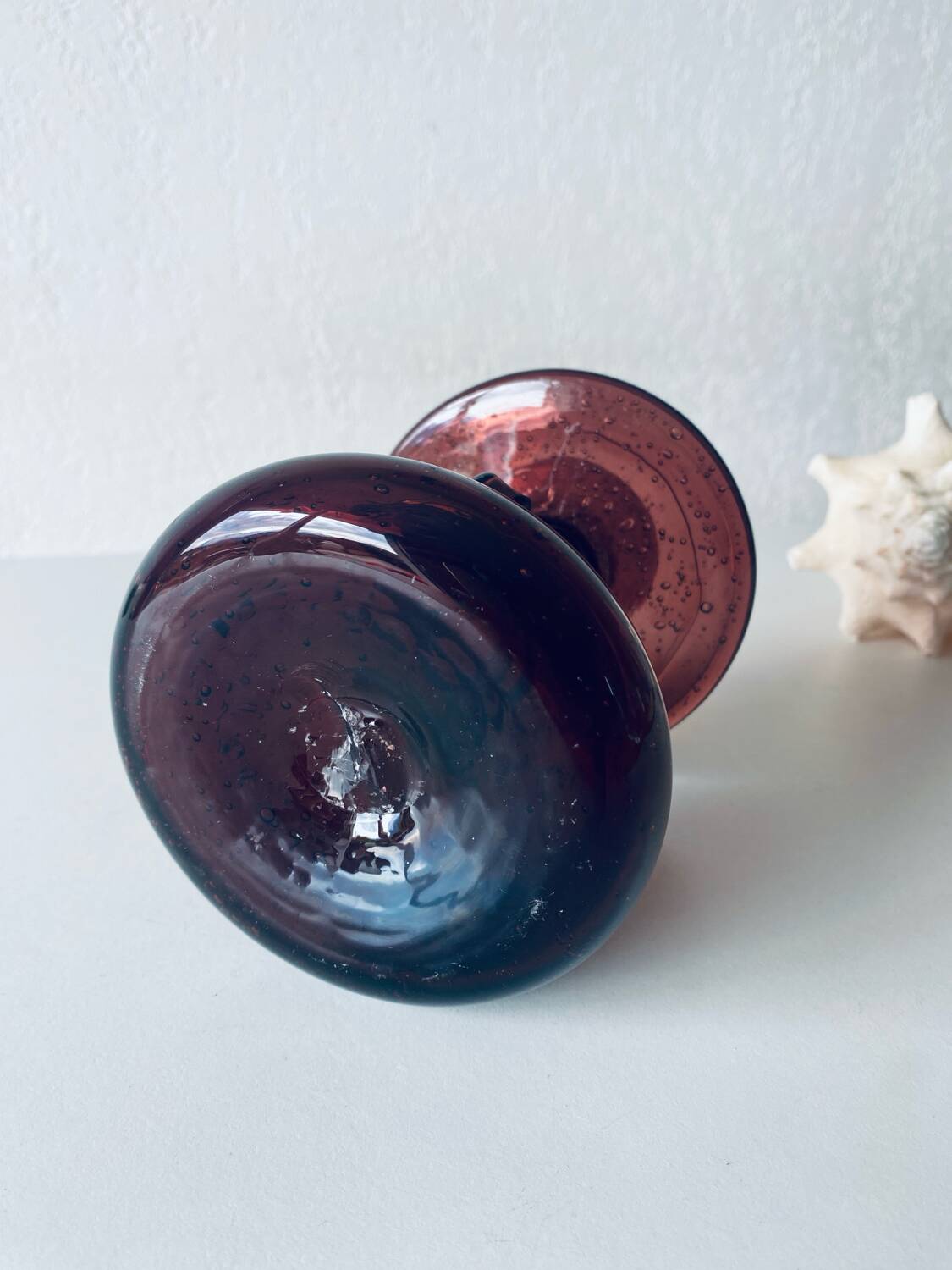 Bubble blown glass candle holder