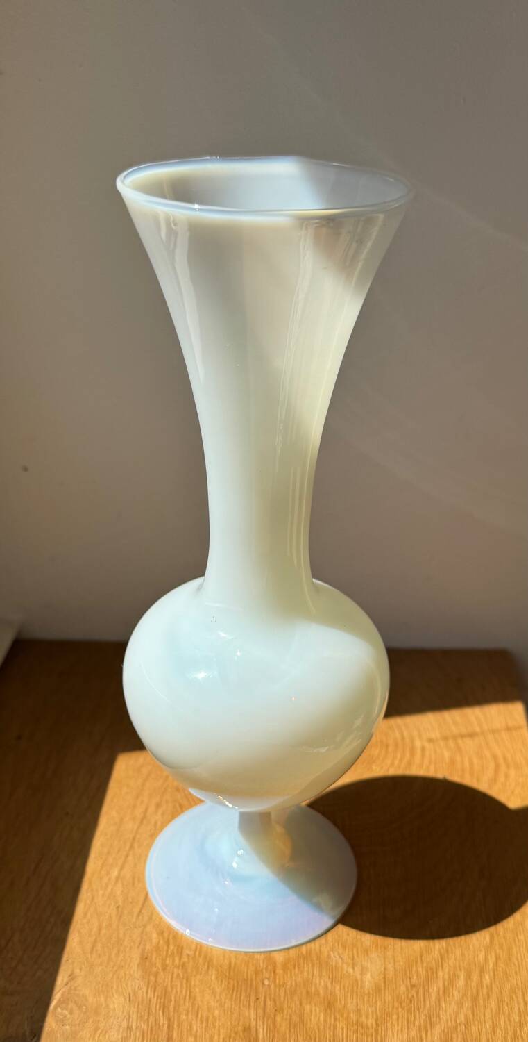 20th century white opaline vase
