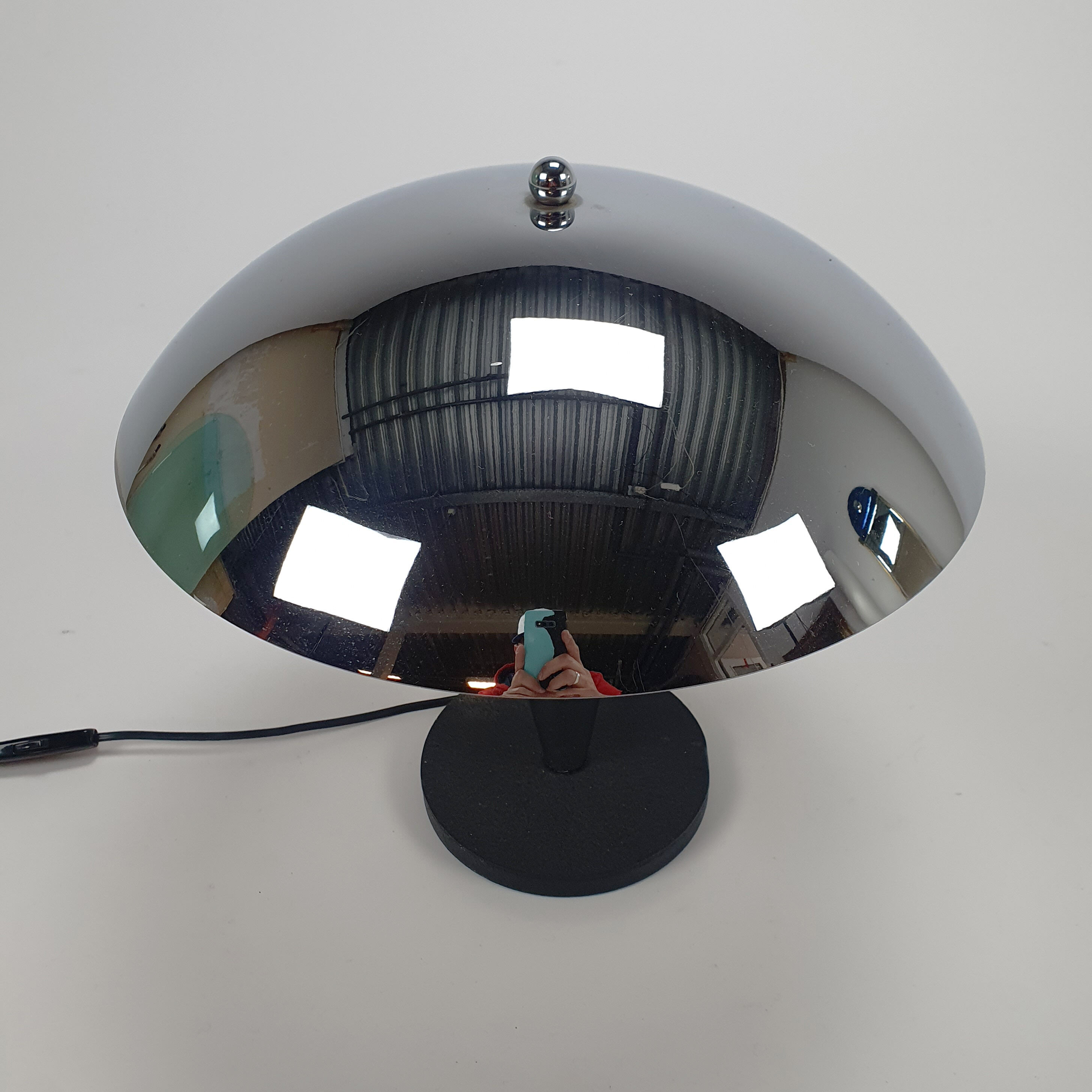 Vintage Chrome plated Mushroom Table lamp, 1970s