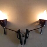 Polished varnished bronze wall lights from the Lunel house - 1950s