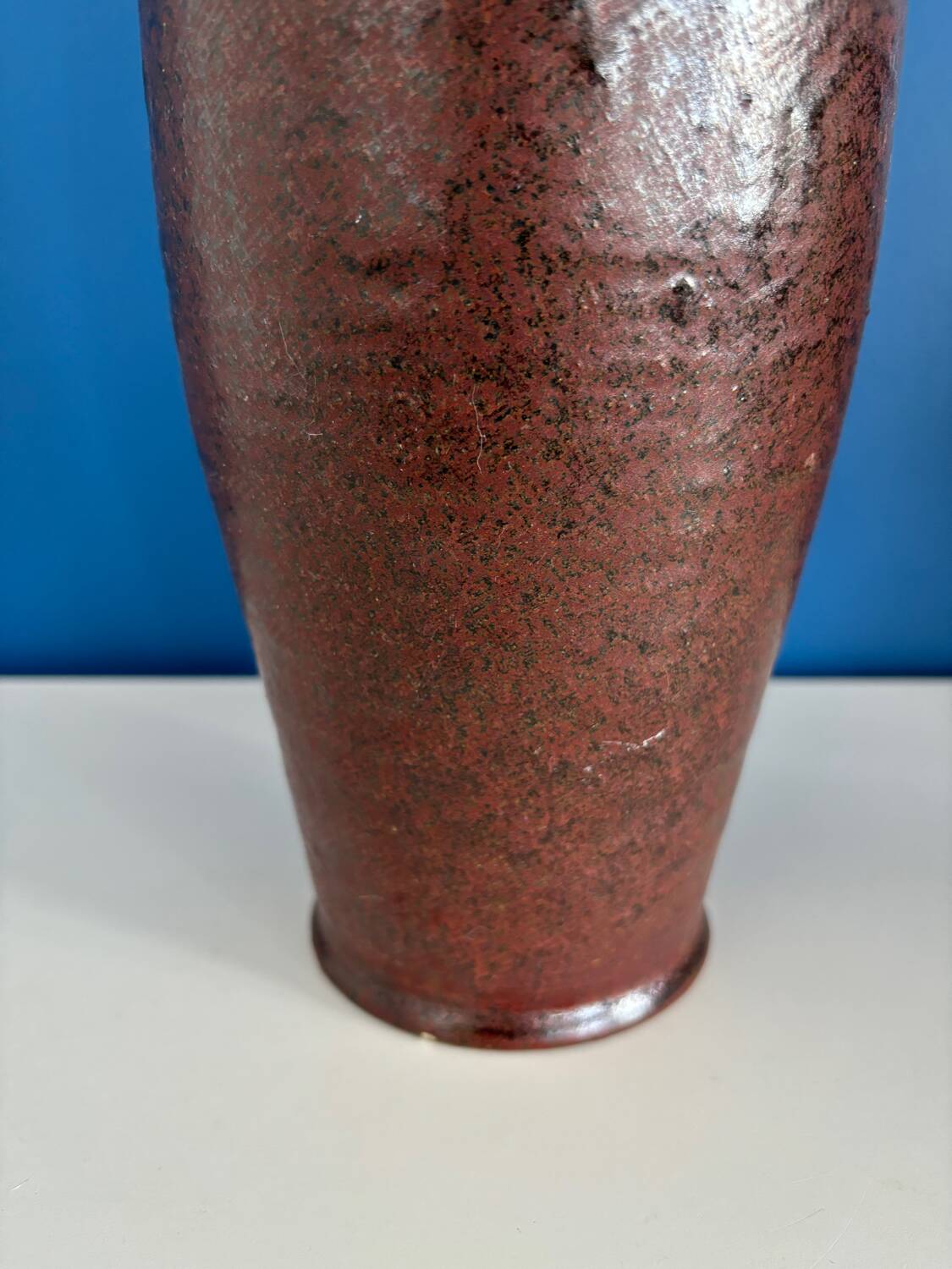 Large textured dark ceramic vase