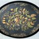 Oval tray, 19th century, hand-painted sheet metal, butterfly & bouquet, Napoleon III