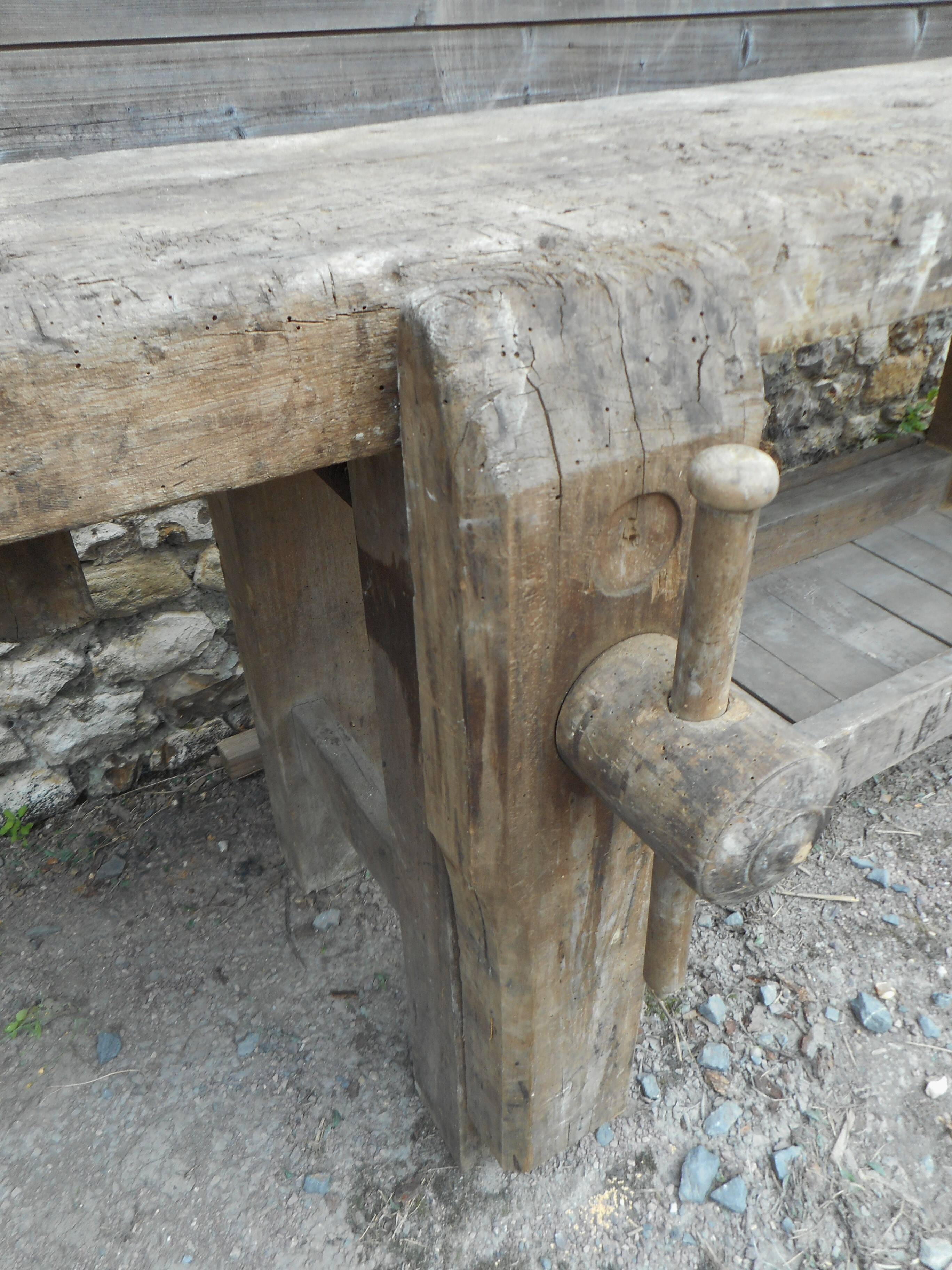 Old oak carpenter's workbench